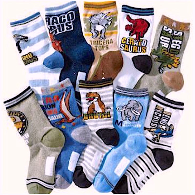 Kids Dinosaurs Design 6Y-8Y Cotton Socks Set of 10 Pairs KS72
